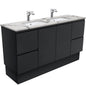 SARAH CALACATTA MARBLE 1500 Fingerpull Matte Black Cab on Kick Double Bowl 1TH