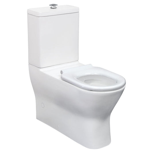Delta Care Back-to-Wall Toilet Suite, White Seat, Raised Buttons