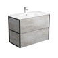 JOLI AMATO 900 INDUSTRIAL Vanity with Matte Black Frames Wall Hung 1TH