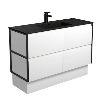 MONTANA AMATO 1200 Matte White Vanity with Matte Black Frames and Kick 1TH