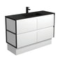 MONTANA AMATO 1200 Matte White Vanity with Matte Black Frames and Kick 1TH