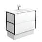 VANESSA AMATO 900 Matte White Vanity with Matte Black Frames and Kick 1TH