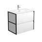 JOLI AMATO 750 Matte White Vanity with Matte Black Frames Wall Hung 1TH