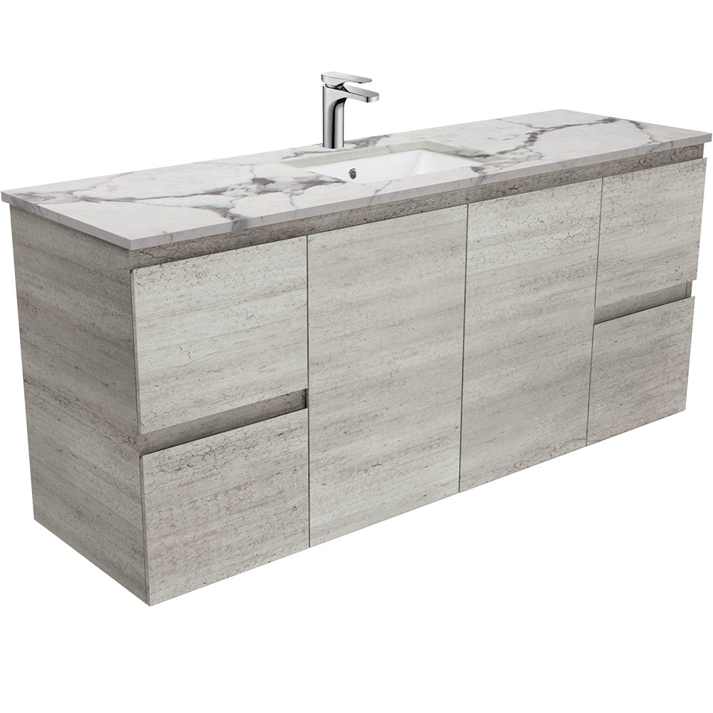 SARAH CALACATTA MARBLE 1500 EDGE INDUSTRIAL Wall Hung Single Bowl 1TH