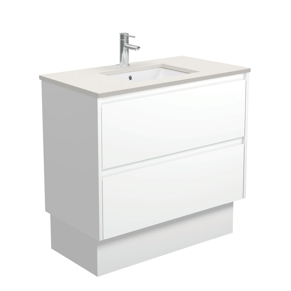 SARAH ROMAN SAND AMATO 900 Satin White Vanity On Kick 1TH