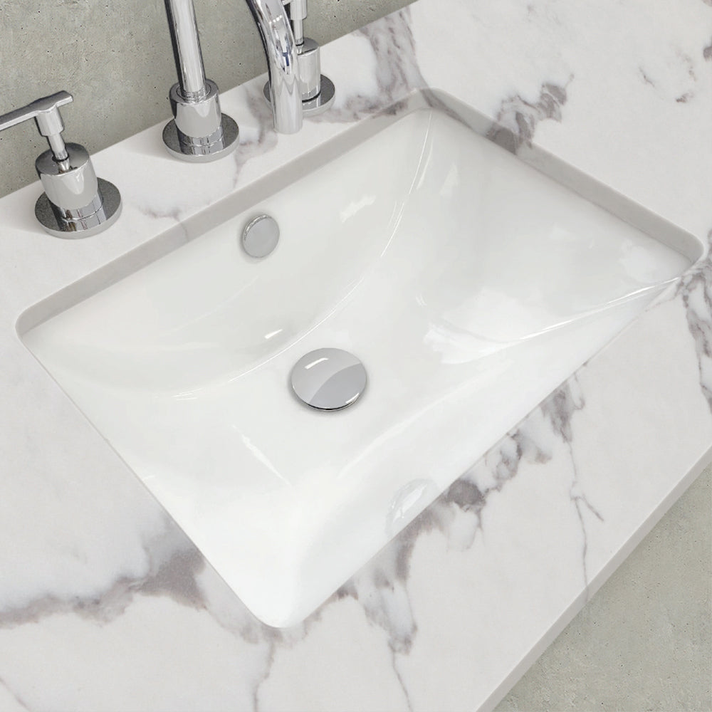 Sarah Calacatta Marble Undermount Double Bowl 1500 Fingerpull Satin Black Vanity on Kick