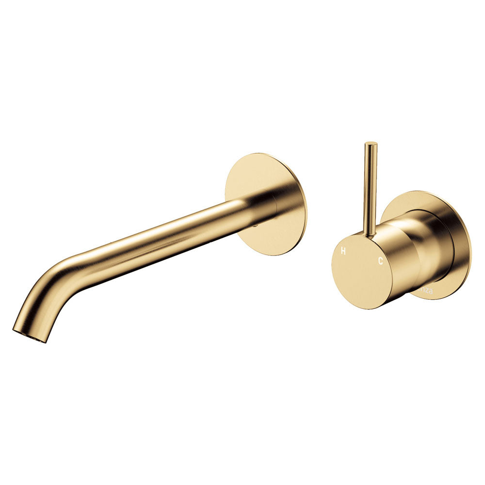KAYA UP Basin/Bath Mixer 200mm Outlet Set Urban Brass Round Plates