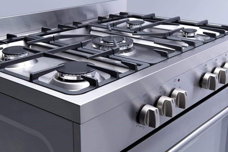 90cm Freestanding Cooker, 8 function Electric twin fan Oven , 5 Burner Gas cooktop Central Wok, Large 109ltr gross capacity LED Clock bottom storage