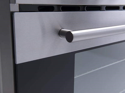 90cm Freestanding Cooker, 8 function Electric twin fan Oven , 5 Burner Gas cooktop Central Wok, Large 109ltr gross capacity LED Clock bottom storage