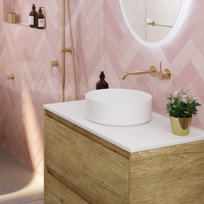 KAYA UP Basin/Bath Mixer 200mm Outlet Set Urban Brass Round Plates