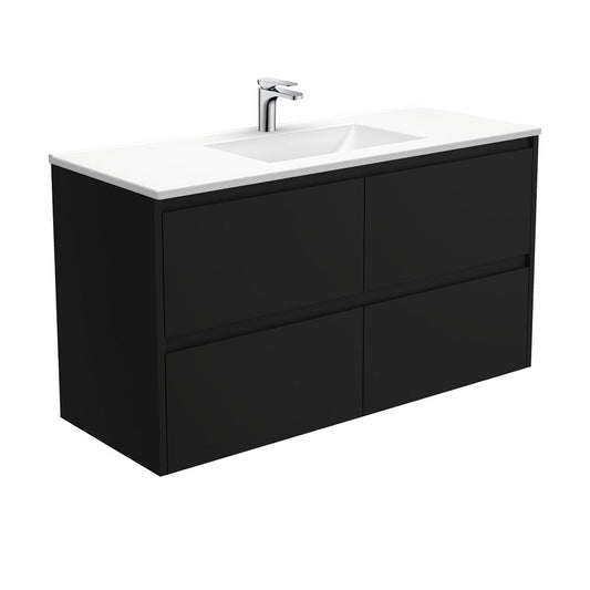 VANESSA AMATO 1200 Matte Black Vanity Wall Hung 1TH