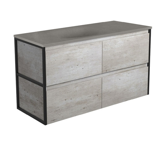 SATORI AMATO 1200 INDUSTRIAL Vanity with Satin Black Frames Wall Hung