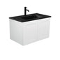 DOLCE Matte Black 750 MILA SHAKERCAB Vanity Wall Hung Left Drawers 1TH