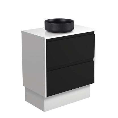 REBA Black CRYSTAL AMATO 750 Matte Black Vanity Matte White Panels On Kick NTH