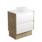 REBA Matte White CRYSTAL AMATO 750 Matte White Vanity SCANDI OAK Panels On Kick NTH