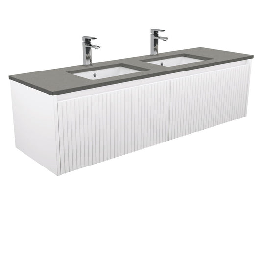 Sarah Dove Grey Undermount Double Bowl 1500 Alina Wall-Hung Vanity