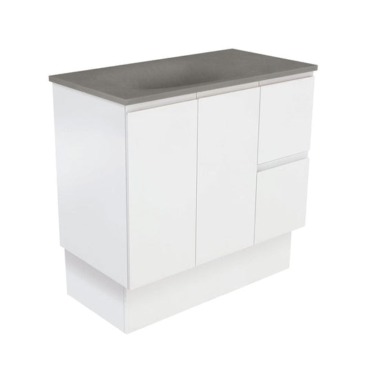 Satori Fingerpull 900 Satin White Vanity On Kick