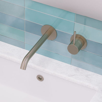 KAYA UP Basin/Bath Mixer 200mm Outlet Set Brush Nickel Round Plates