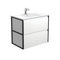 DOLCE AMATO 750 Matte White Vanity with Matte Black Frames Wall Hung 1TH