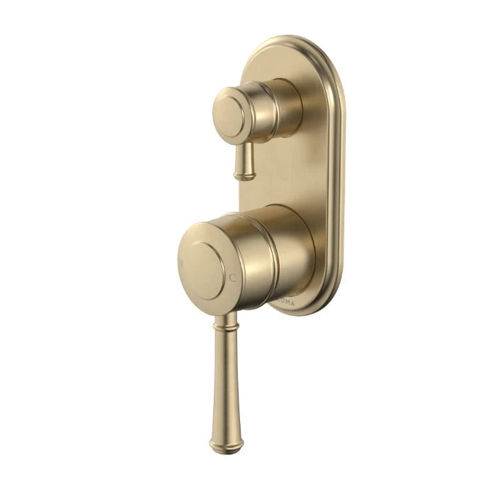 Caroma Riviere Bath/Shower Mixer With Diverter (Complete Kit) Brushed Brass