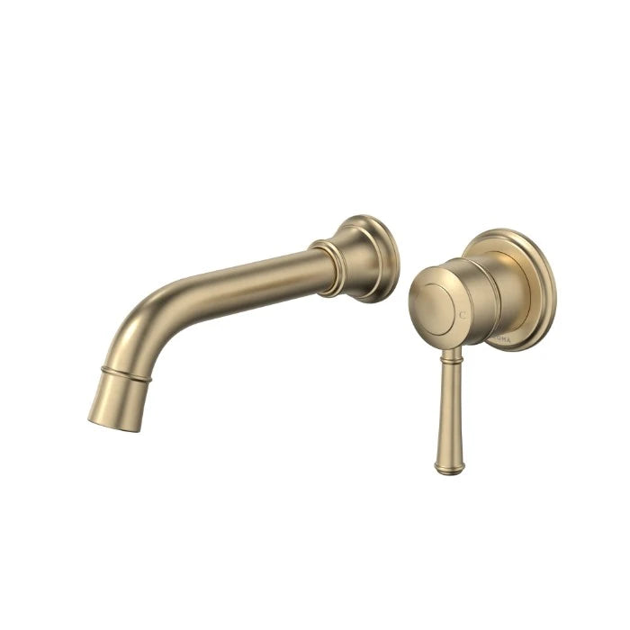 Caroma Riviere Wall Basin/Bath Mixer 175mm (Complete Kit) Brushed Brass Lead Free