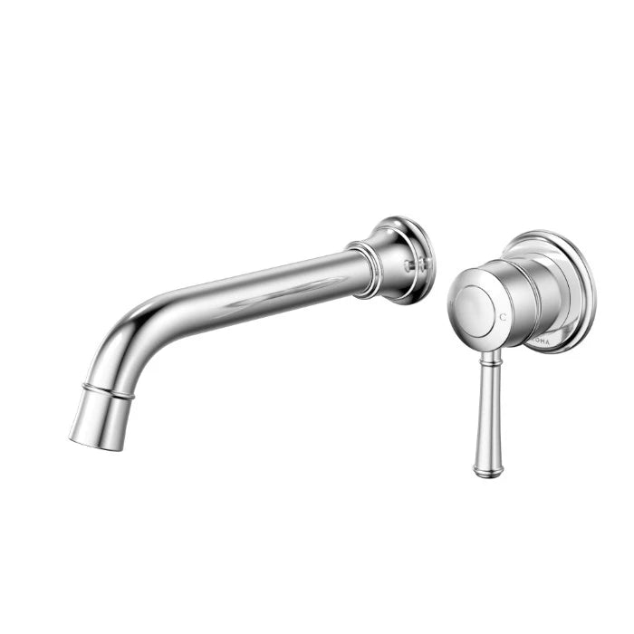 Caroma Riviere Wall Basin/Bath Mixer 210mm (Complete Kit) Chrome Lead Free