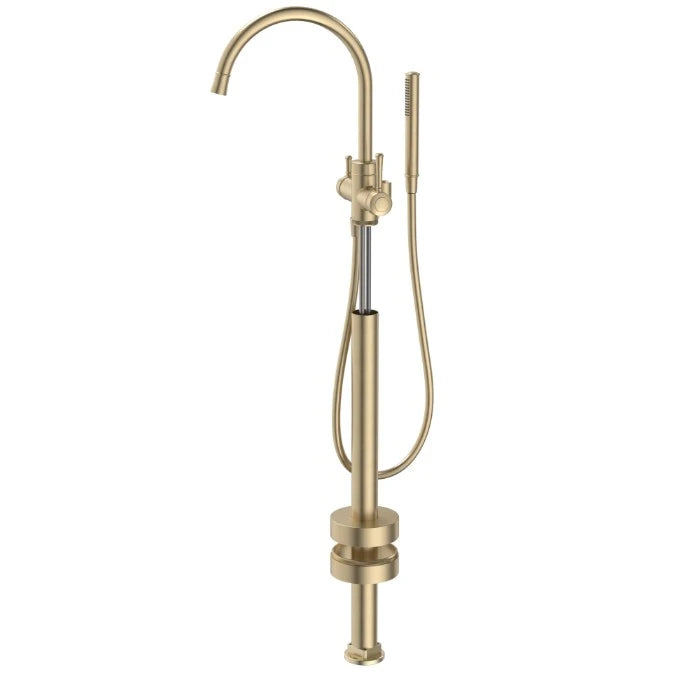 Caroma Riviere Freestanding Bath Filler With Handshower (Trim Kit Only) Brushed Brass