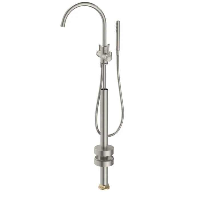 Caroma Riviere Freestanding Bath Filler With Handshower (Trim Kit Only) Brushed Nickel