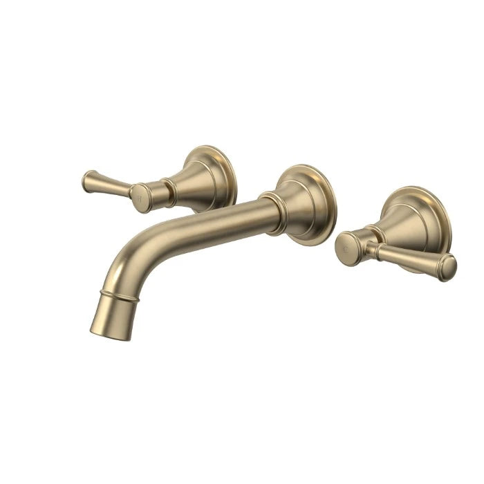 Caroma Riviere Wall Basin/Bath Set 175mm Brushed Brass Lead Free
