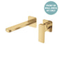 Tono Wall Basin/Bath Mixer Set Dress Kit, Urban Brass, Square Plates, 200mm Outlet