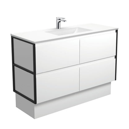 VANESSA AMATO 1200 Matte White Vanity with Matte Black Frames and Kick 1TH