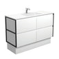 VANESSA AMATO 1200 Matte White Vanity with Matte Black Frames and Kick 1TH