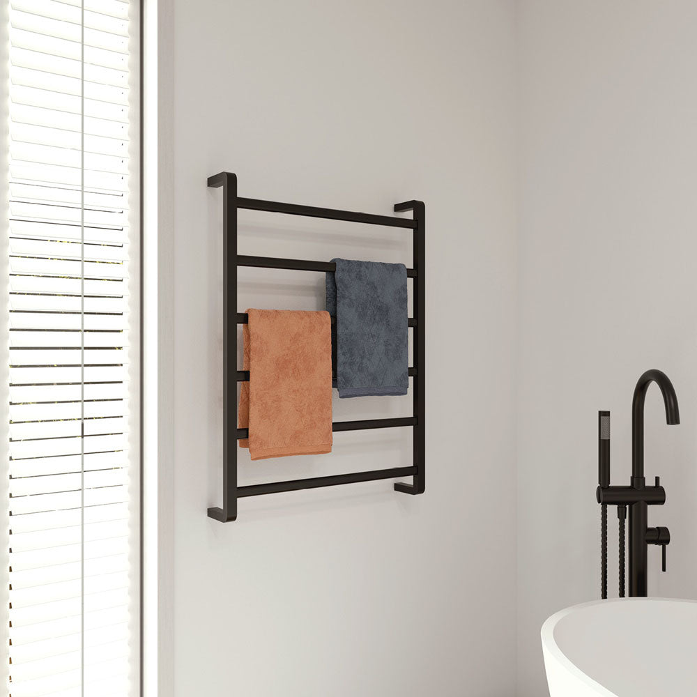 KOKO Heated Towel Rail 6080 Matte Black (6 Bars) 600x800x100mm