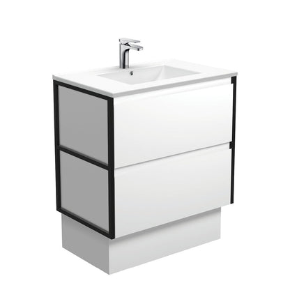 DOLCE AMATO 750 Matte White Vanity with Matte Black Frames and Kick 1TH