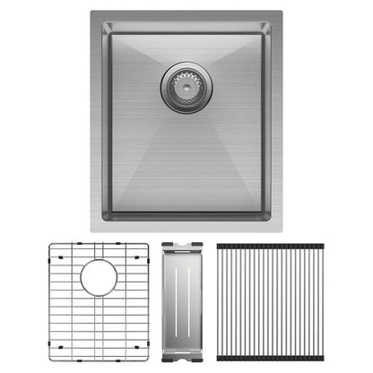 HANA Single Bowl Sink 27L Inc SS Colander Roller Protector Top/Undermount 390x450x200mm