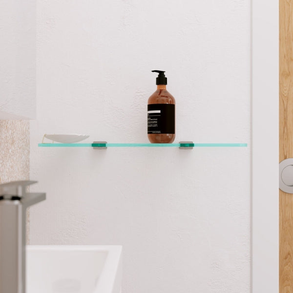 Tono Glass Shelf, Brushed Nickel