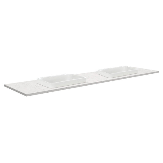 SARAH Semi Inset BIANCO MARBLE 1800mm Basin Top Only Double Bowl 2TH