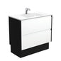VANESSA AMATO 900 Matte White Vanity with Matte Black Panels and Kick 1TH