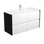 JOLI AMATO 1200 Matte White Vanity with Matte Black Panels Wall Hung 1TH