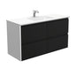 VANESSA AMATO 1200 Matte Black Vanity with Matte White Panels Wall Hung 1TH