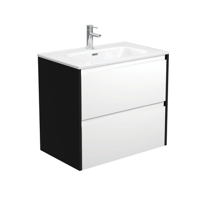 JOLI AMATO 750 Matte White Vanity with Matte Black Panels Wall Hung 1TH