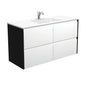 VANESSA AMATO 1200 Matte White Vanity with Matte Black Panels Wall Hung 1TH