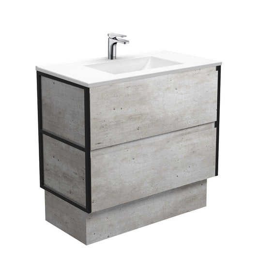 VANESSA AMATO 900 INDUSTRIAL Vanity with Matte Black Frames and Kick 1TH