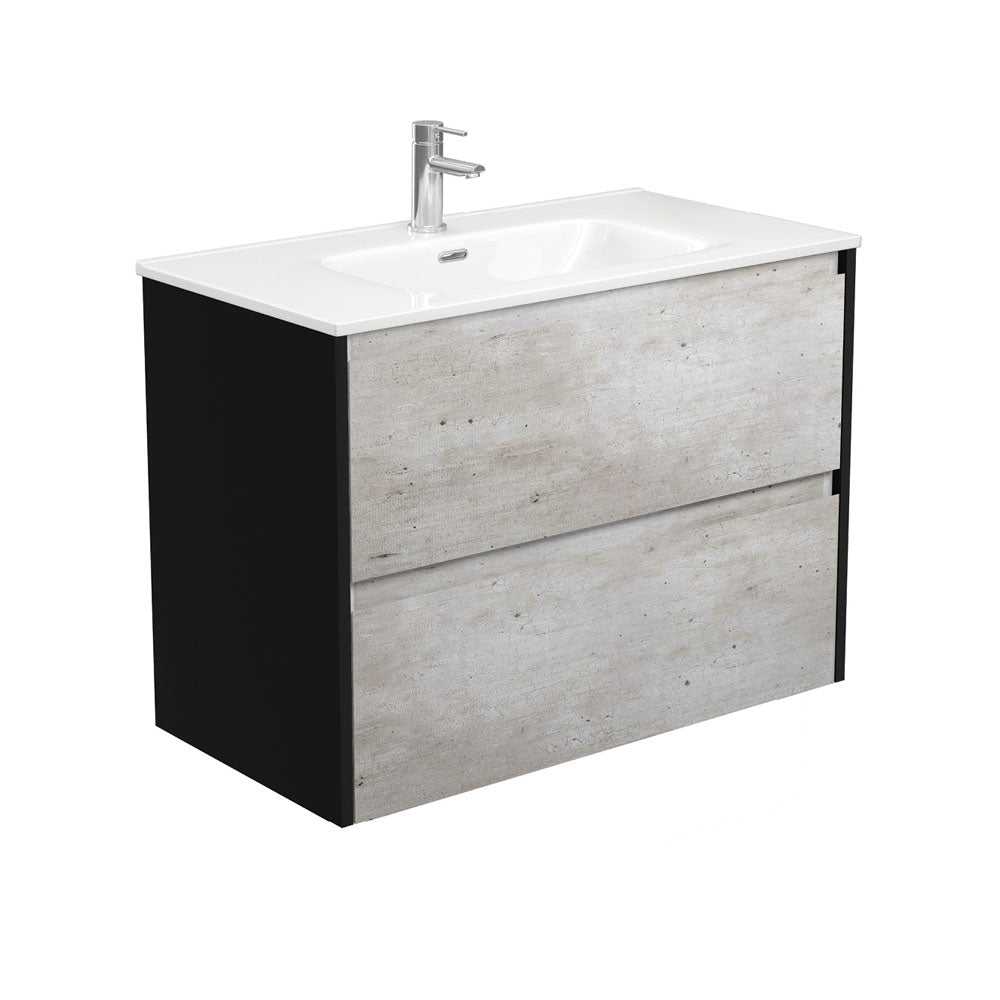 JOLI AMATO 900 INDUSTRIAL Vanity with Matte Black Panels Wall Hung 1TH