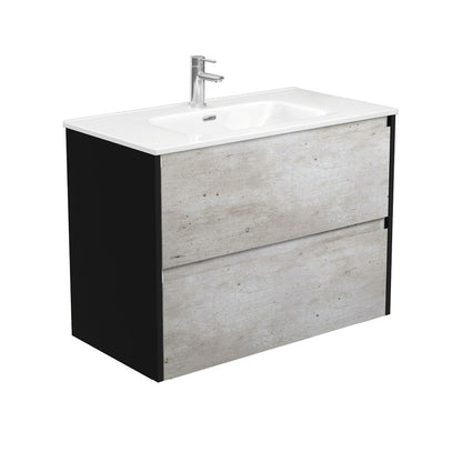 JOLI AMATO 900 INDUSTRIAL Vanity with Matte Black Panels Wall Hung 1TH