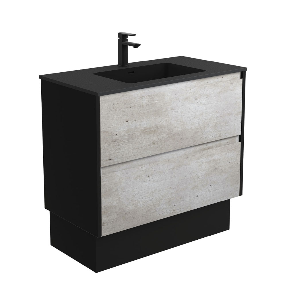 MONTANA AMATO 900 INDUSTRIAL Vanity with Matte Black Panels and Kick 1TH