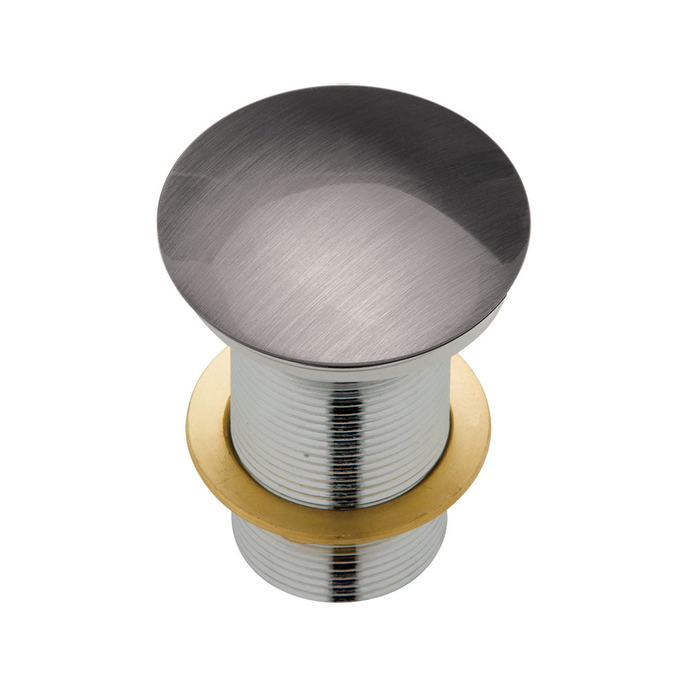 BASIN WASTE Dome Pop Up 32x70mm No Overflow Gun Metal