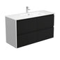 JOLI AMATO 1200 Matte Black Vanity with Matte White Panels Wall Hung 1TH