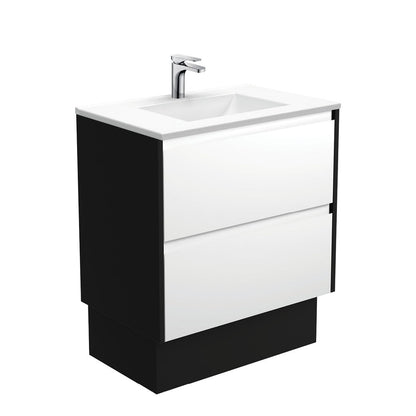 VANESSA AMATO 750 Matte White Vanity with Matte Black Panels and Kick 1TH