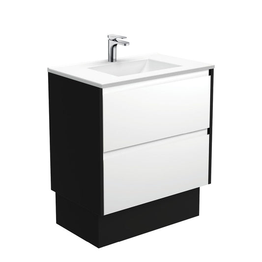 VANESSA AMATO 750 Matte White Vanity with Matte Black Panels and Kick 1TH